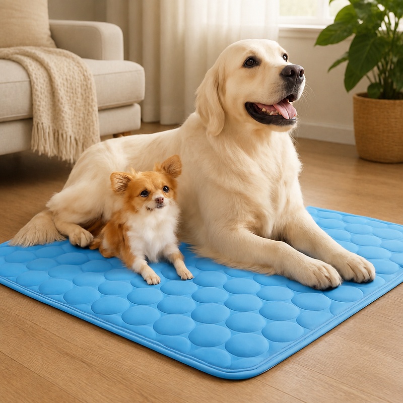 Dog Cooling Mat - Eisseiden-Kühlmatte für Haustiere, atmungsaktives Sommer-Sofabett, waschbare