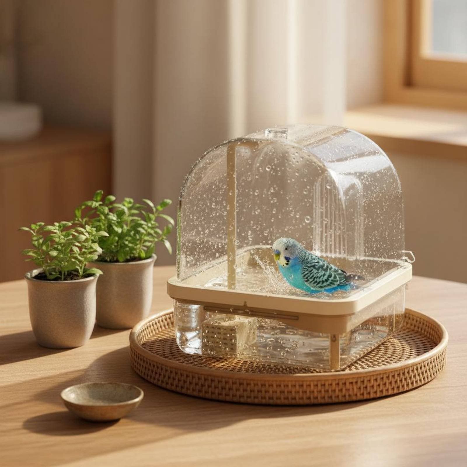 Pet Supplies Usa - Hängende Vogeldusche mit Transparenter Panoramablick-Kabine, Geschlossene