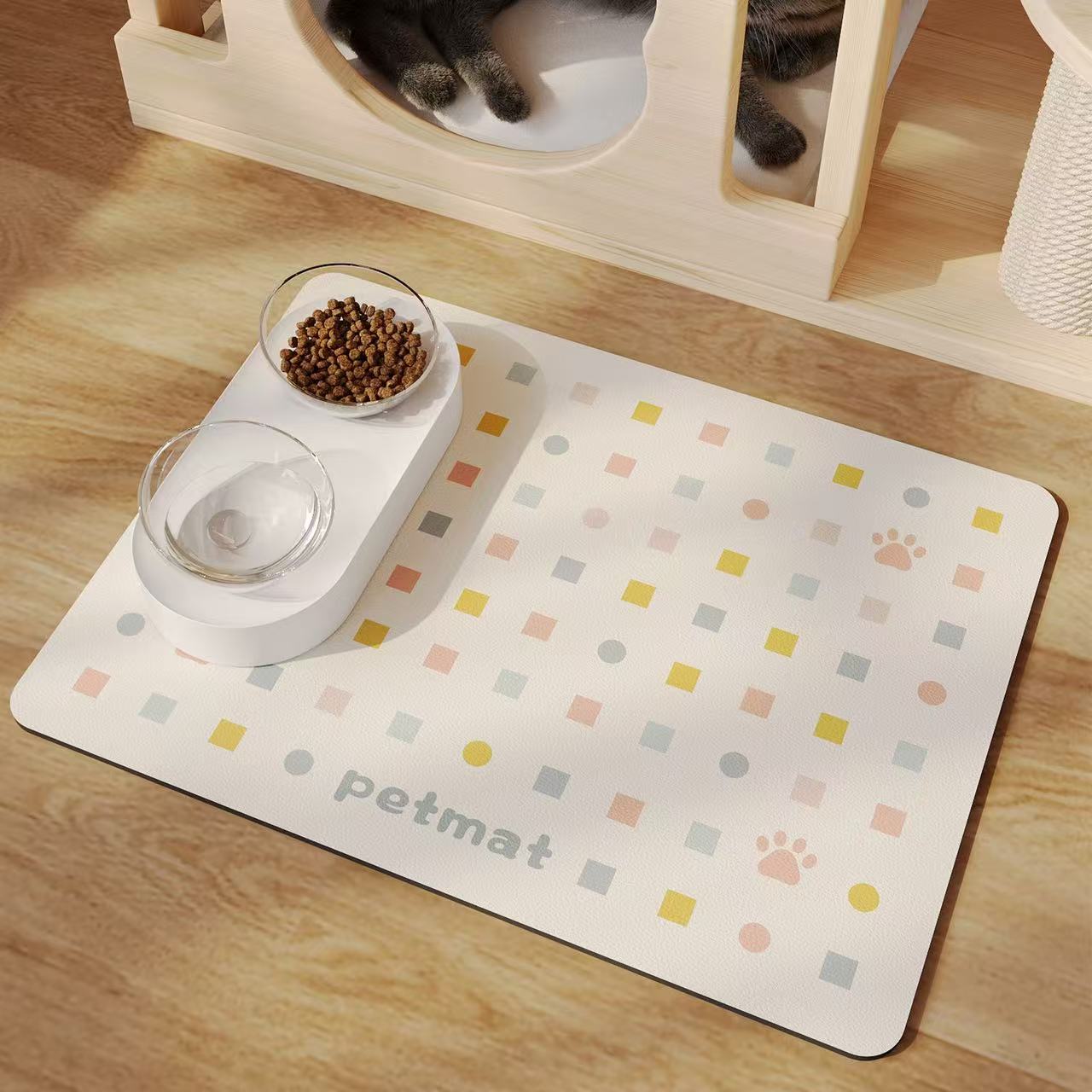 Dog Cooling Mat - VIKAMA Bodenmatte für Haustierfütterung, wasserabsorbierende, kühlende