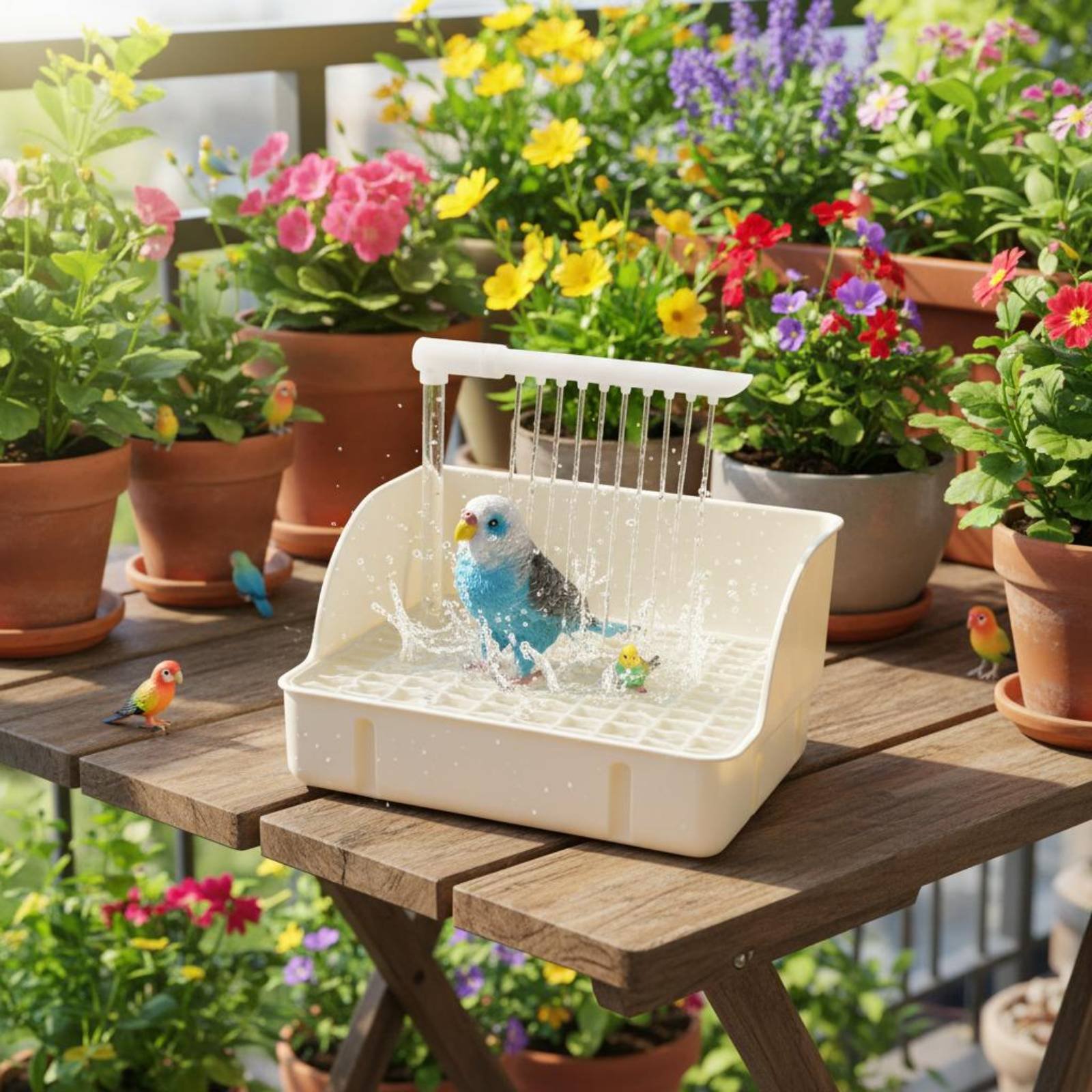Pet Supplies Usa - Automatische Vogeldusche, leicht zu reinigende Papageien-Badewanne,